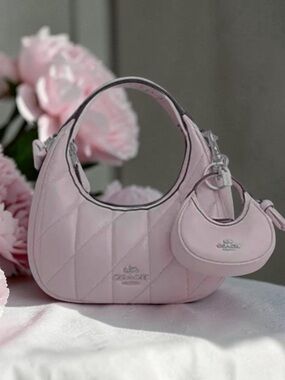 Coach mini Carmen bag charm NWT keychain in pearlized pink